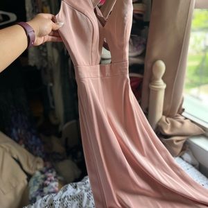 Light pink cross back full length dress